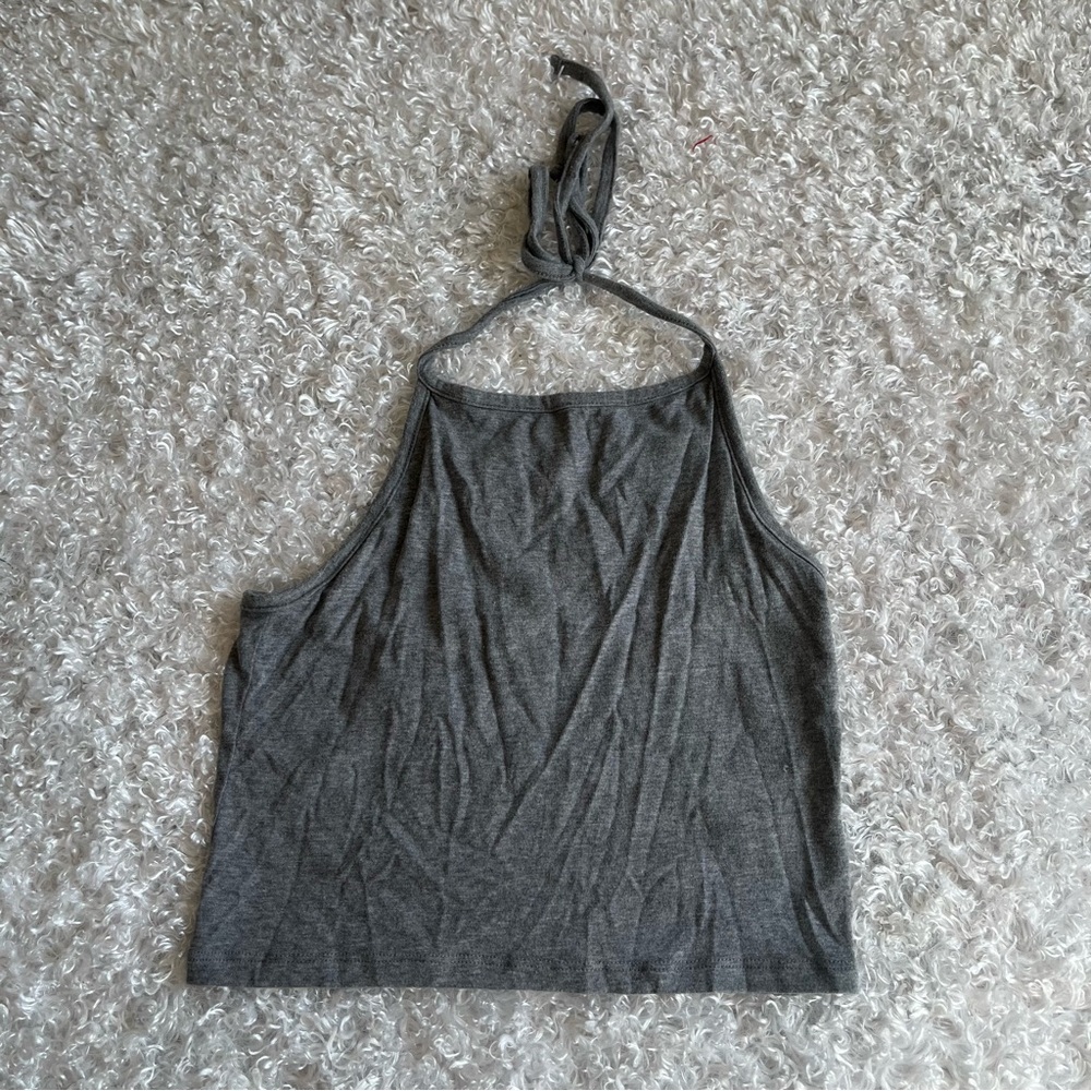 gray brandy melville cropped halter top